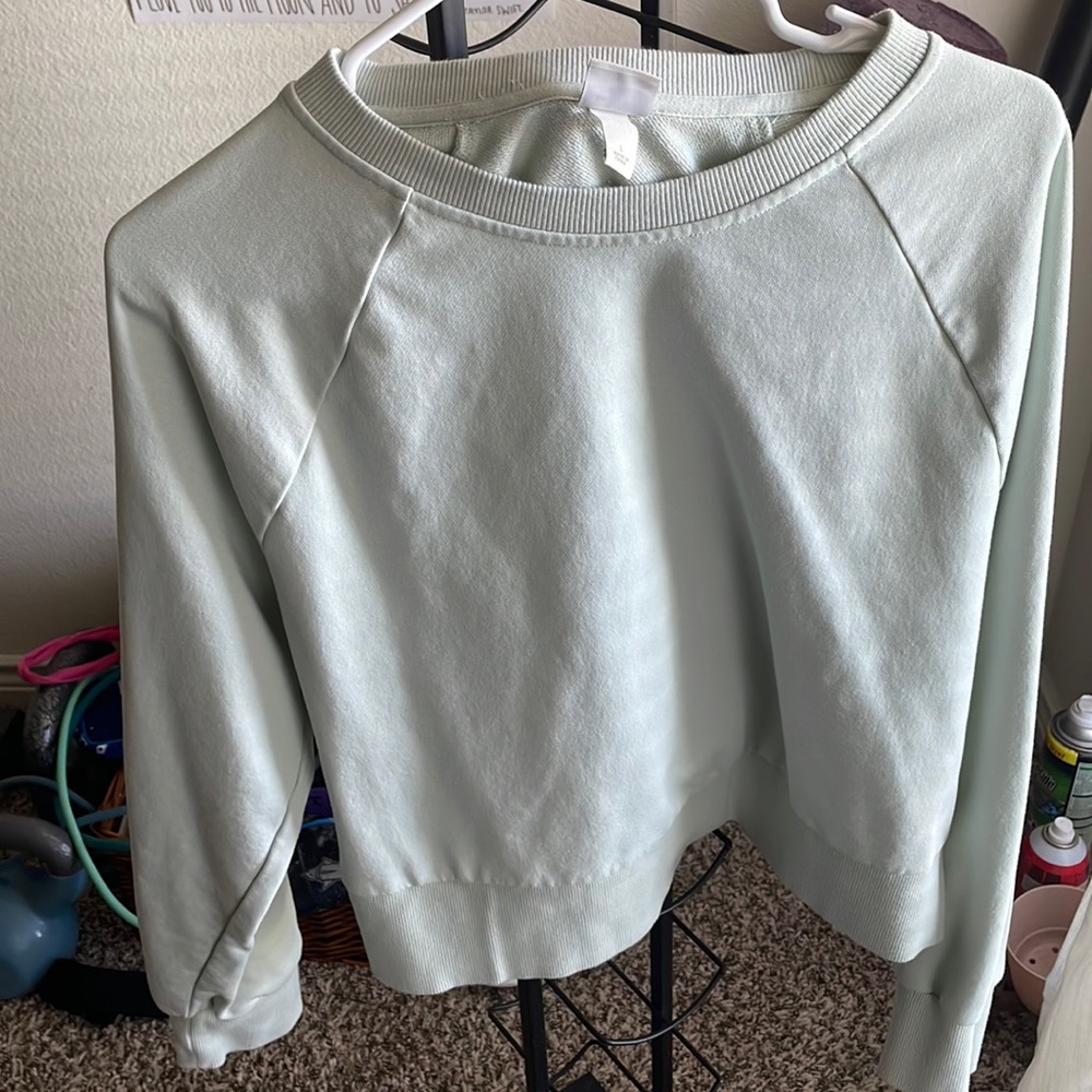 All in motion Large cropped terry cloth crew neck. Light Mint color. Gently used